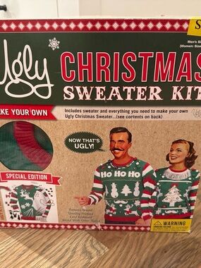Ugly Christmas Sweater - Green/Red/White Holiday Crew Neck kit